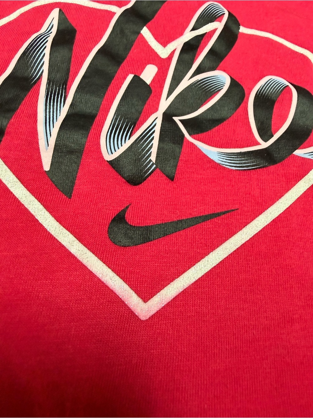 Nike Girls 2 Piece Outfit Set Pink Heart Logo Tee Black Mesh Shorts 4T Athletic - Picture 9 of 9